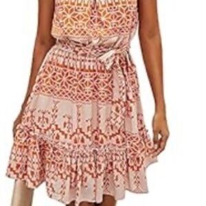 Women's Orange Patterned Dress